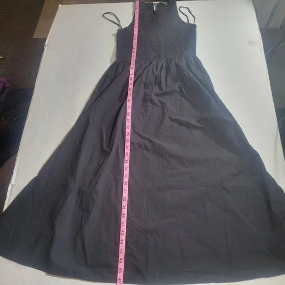 Madewell The Melody Black Smocked Cotton Sleeveless Midi Tank Dress Size XS - Picture 7 of 8